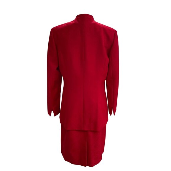 Laura Scott Red Dress Jacket Set Size 10 Business Career Modest Holiday Formal - Picture 6 of 11